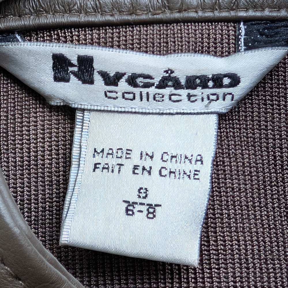 Nygard Collection Brown Leather Steampunk Style Vest Hook Closure Button Detail - Picture 5 of 14